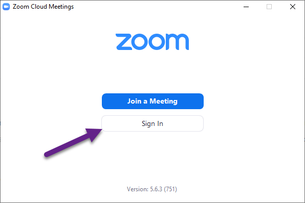 shows zoom app with an arrow to the sign in button